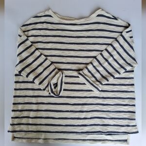 Ava & Viv cream and white striped pullover plus size
